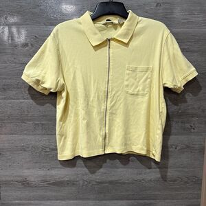 Vintage Eddie Bauer Sport Women’s XL Golf Polo Shirt Yellow Full Zip